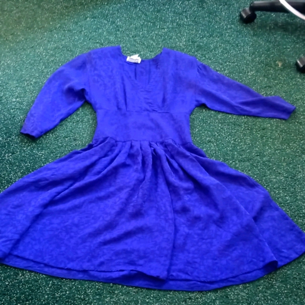 Silk Studio vintage Blue Dress, Buttons, Pockets